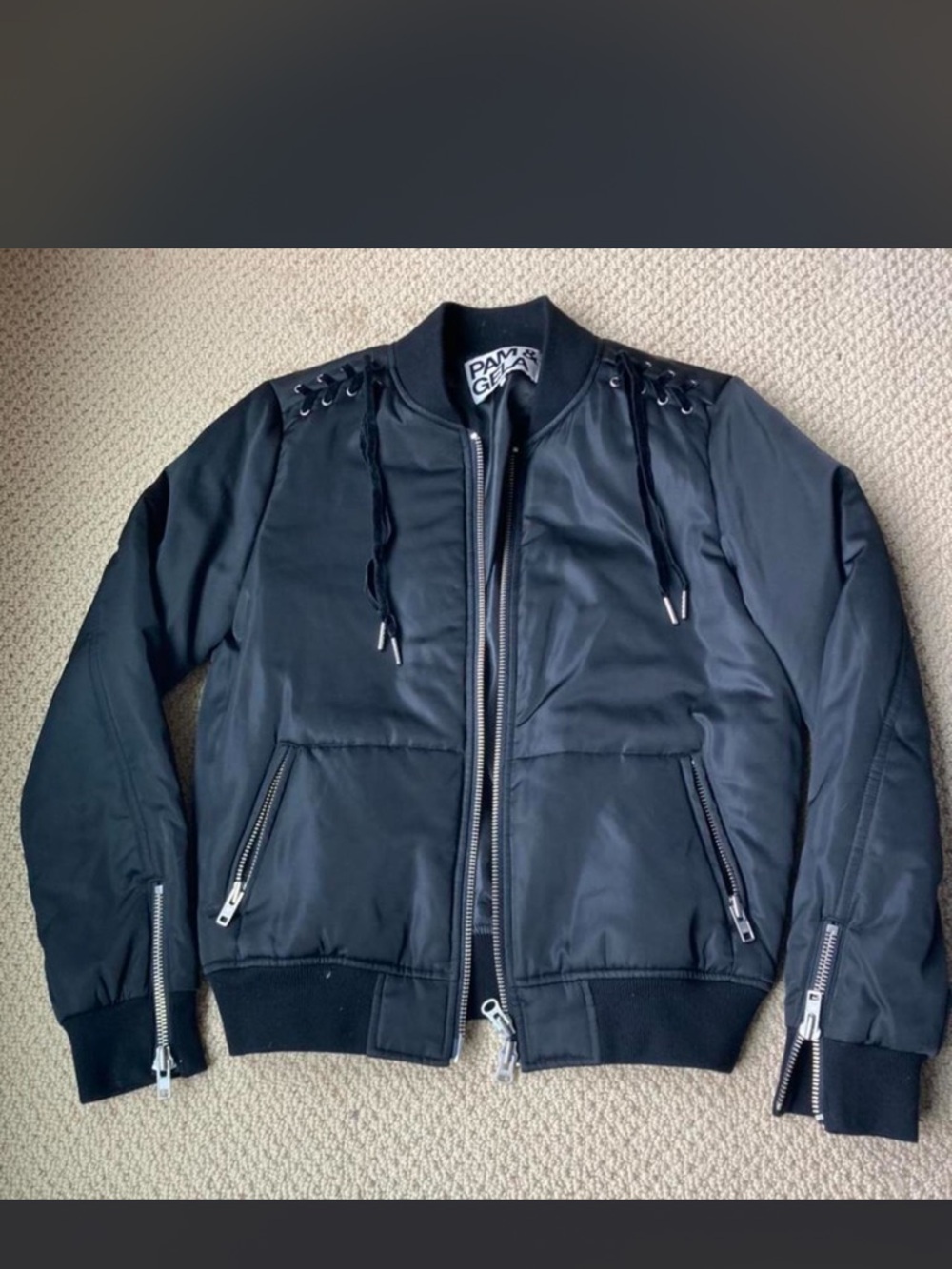 Pam & Gela Black Bomber Jacket